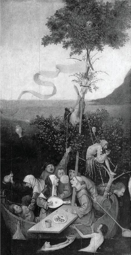 图1. 希罗尼穆斯·博斯《愚人船》(1490-1500)局部。