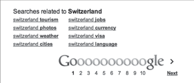 图4. Google Switzerland 中与“Switzerland”相关的搜索。