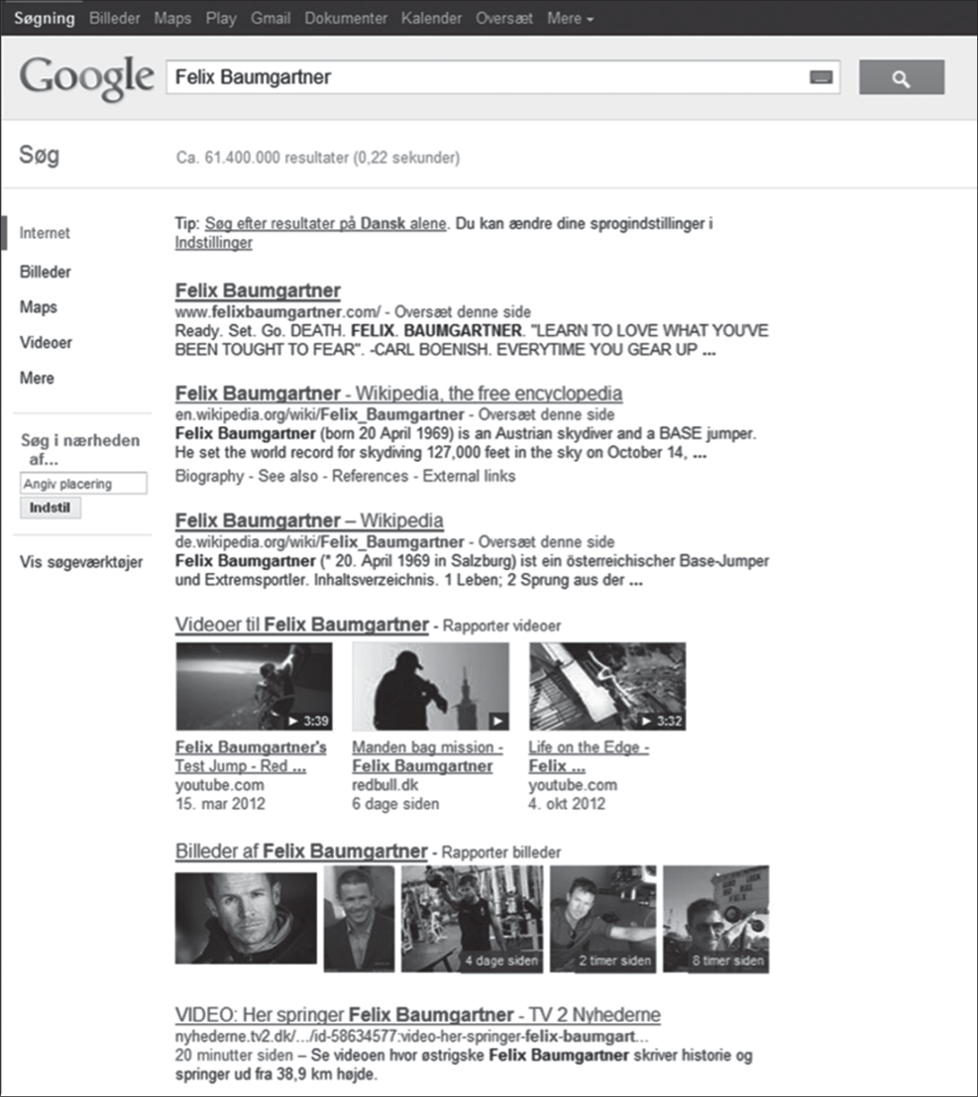 图 2.在 google.at 上查询“Felix Baumgartner”。